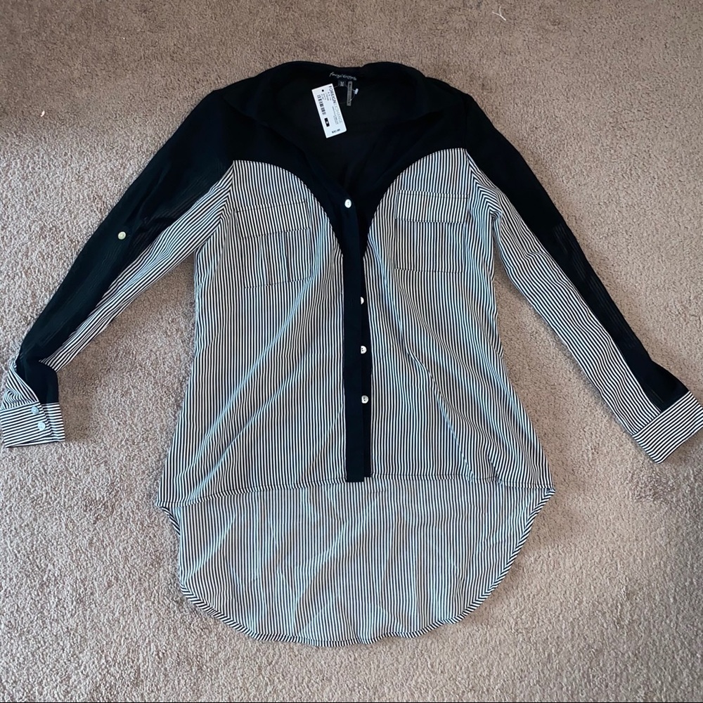 Striped hi lo top